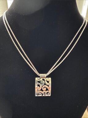 Brighton Silver Swirl Square Pendant Necklace